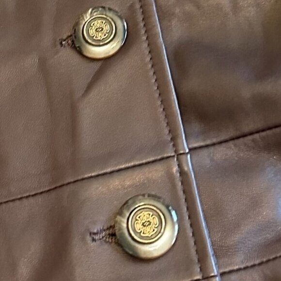 Karen Kane Lamb Leather Merino Wool Button Down Jacket Sweater Knit Size Medium - Picture 4 of 9